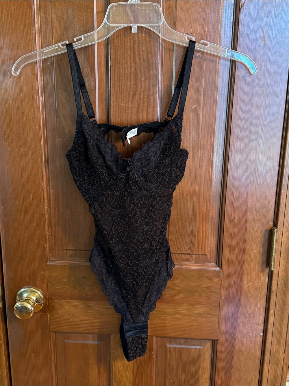 Black Lace Bodysuit with Underwire Cups